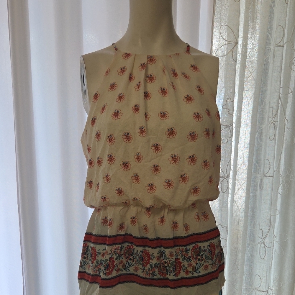 Mine Cream and Red Floral Blouse Medium Sz [1527]